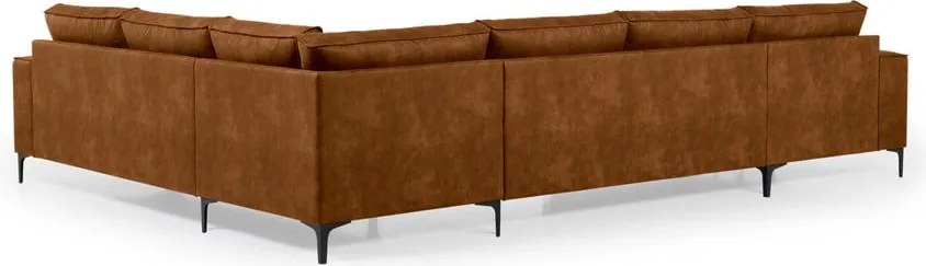 Colțar maro coniac cu tapițerie din imitație de piele (colț pe partea stângă /în formă de "U") Copenhagen – Scandic