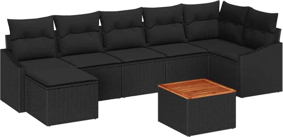 vidaXL Set de canapele pentru grădină 8 pcs Negru poliratan