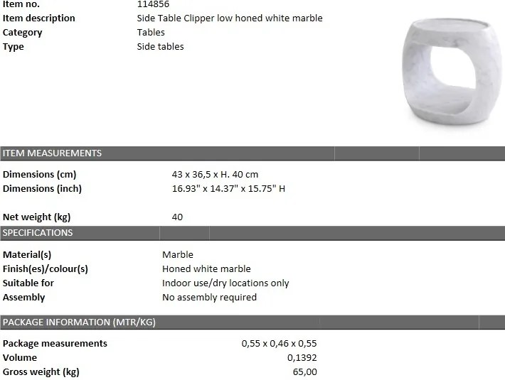 Masuta laterala design LUX Clipper low, alb 114856 HZ