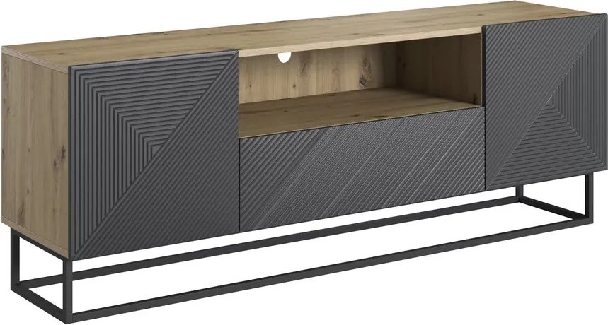 Comodă TV cu sertar și cadru metalic Asha 167 cm - artisan / rivier stone mat