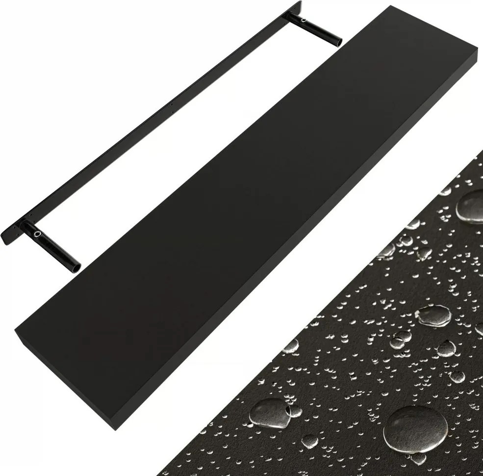 Poliță de perete FIGO + consolă, 110cm, negru Casaria