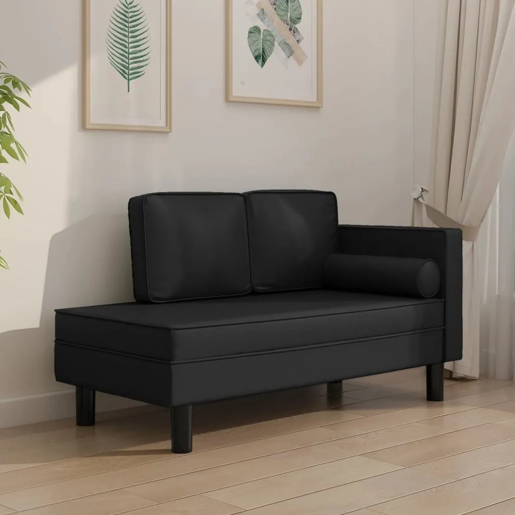 Canapea extensibila cu 2 locuri, negru, piele ecologica Negru