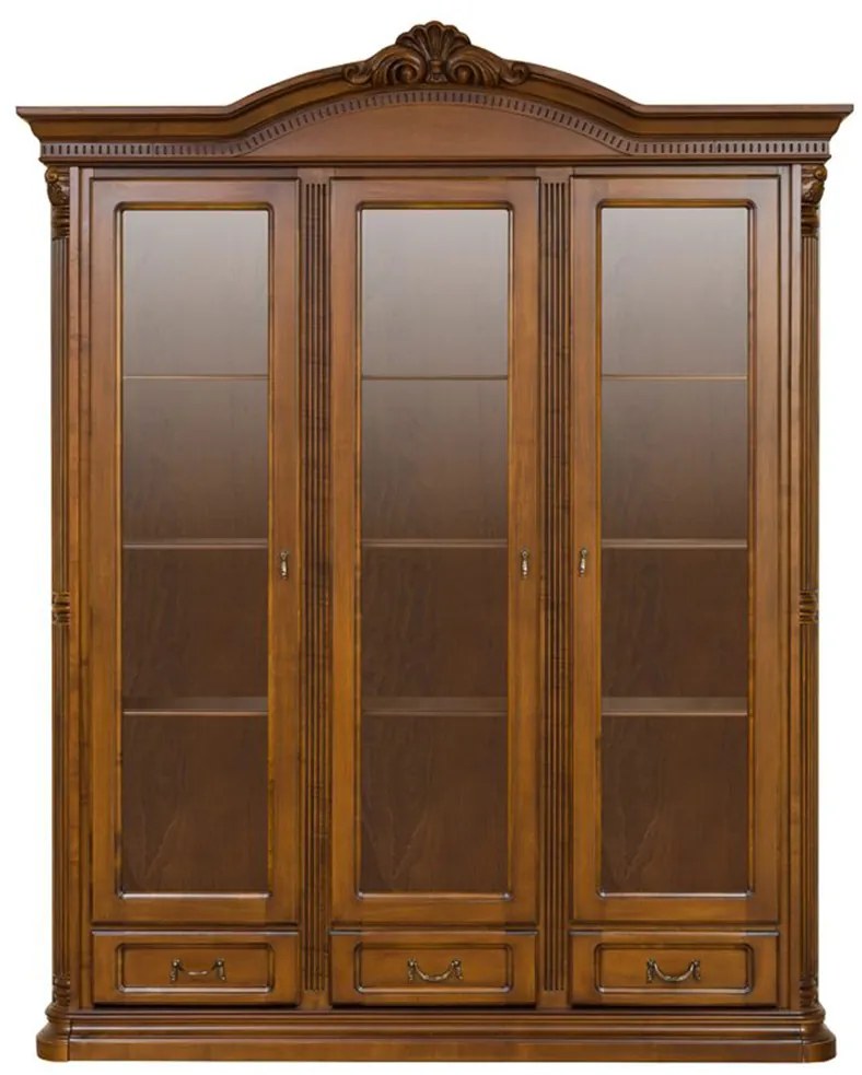 Vitrină cu 3 uși lemn masiv Goldstone 178 x 44.5 x 218 cm
