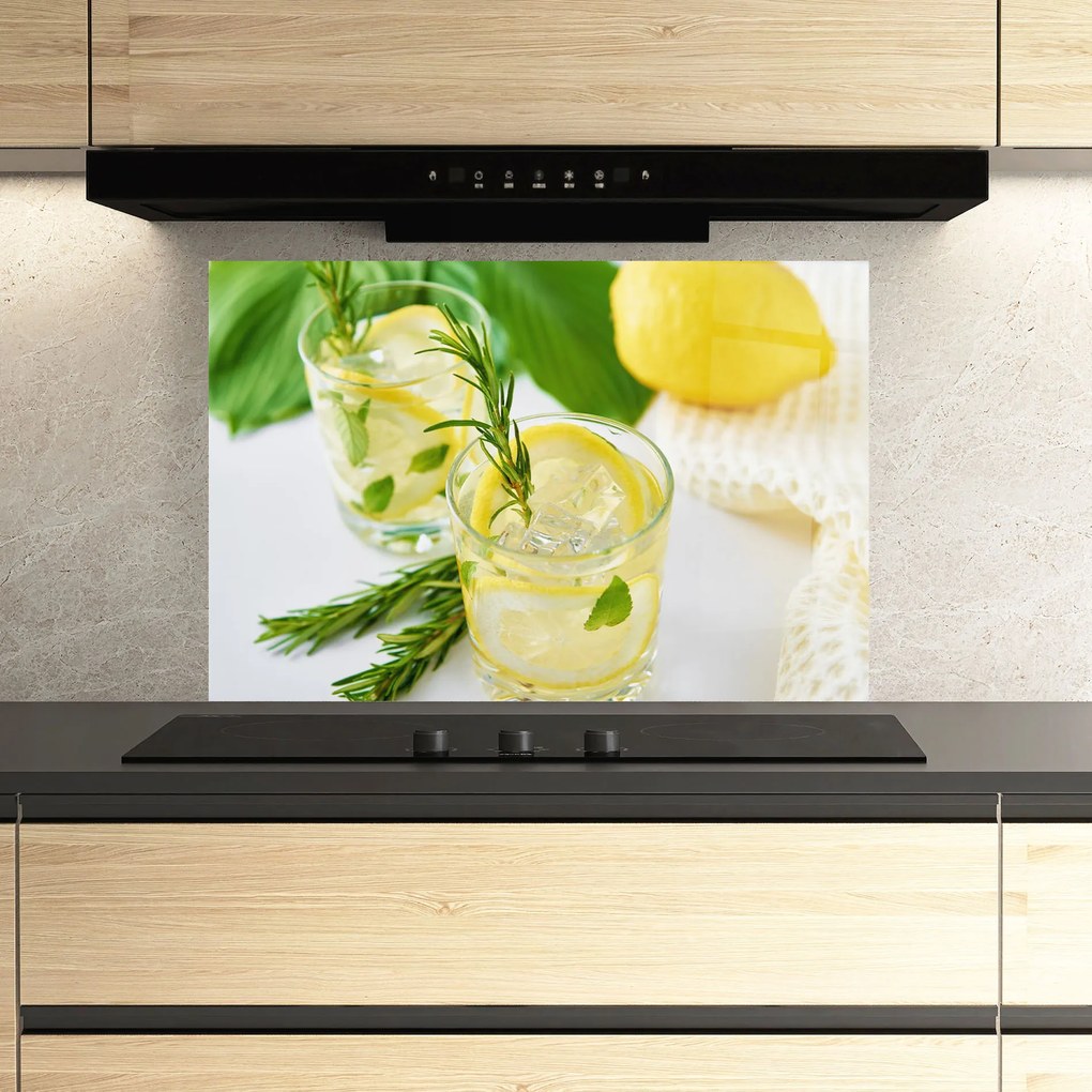 Panou Sticla Bucatarie, 70x100cm, Protectie aragaz, Antistropi, Termorezistent, Alimente, Bauturi, Lemon Rosemary Drink