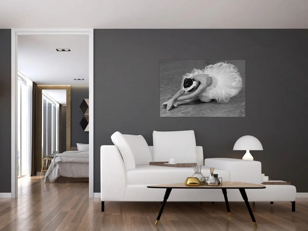 Tablou - Balerină, alb-negru (90x60 cm)