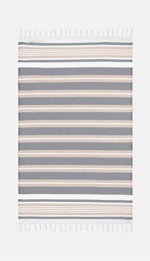 Prosop de plajă Kate Louise Cotton Collection Line, 100 x 180 cm, bej-gri