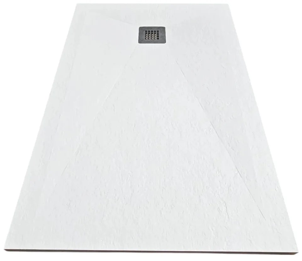 Cadita Dus Rectangulara HouseXL StoneCore Premium 120x80 cm / 140x80 cm, Compozit Granit, Sifon Metalic Inclus (Culoare: Alb, Dimensiune: 140x80 cm)