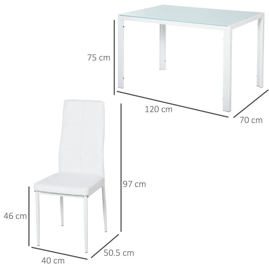 HOMCOM Set Masa pentru 4 Persoane cu 4 Scaune Tapițate, Design Modern și Elegant, Ideal pentru Dining, Alb | Aosom Romania