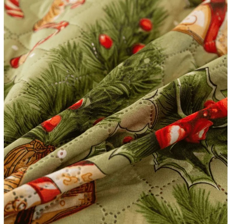 Cuvertura de pat CHRISTMAS PRESENTS, verde Dimensiune: 170 x 210 cm