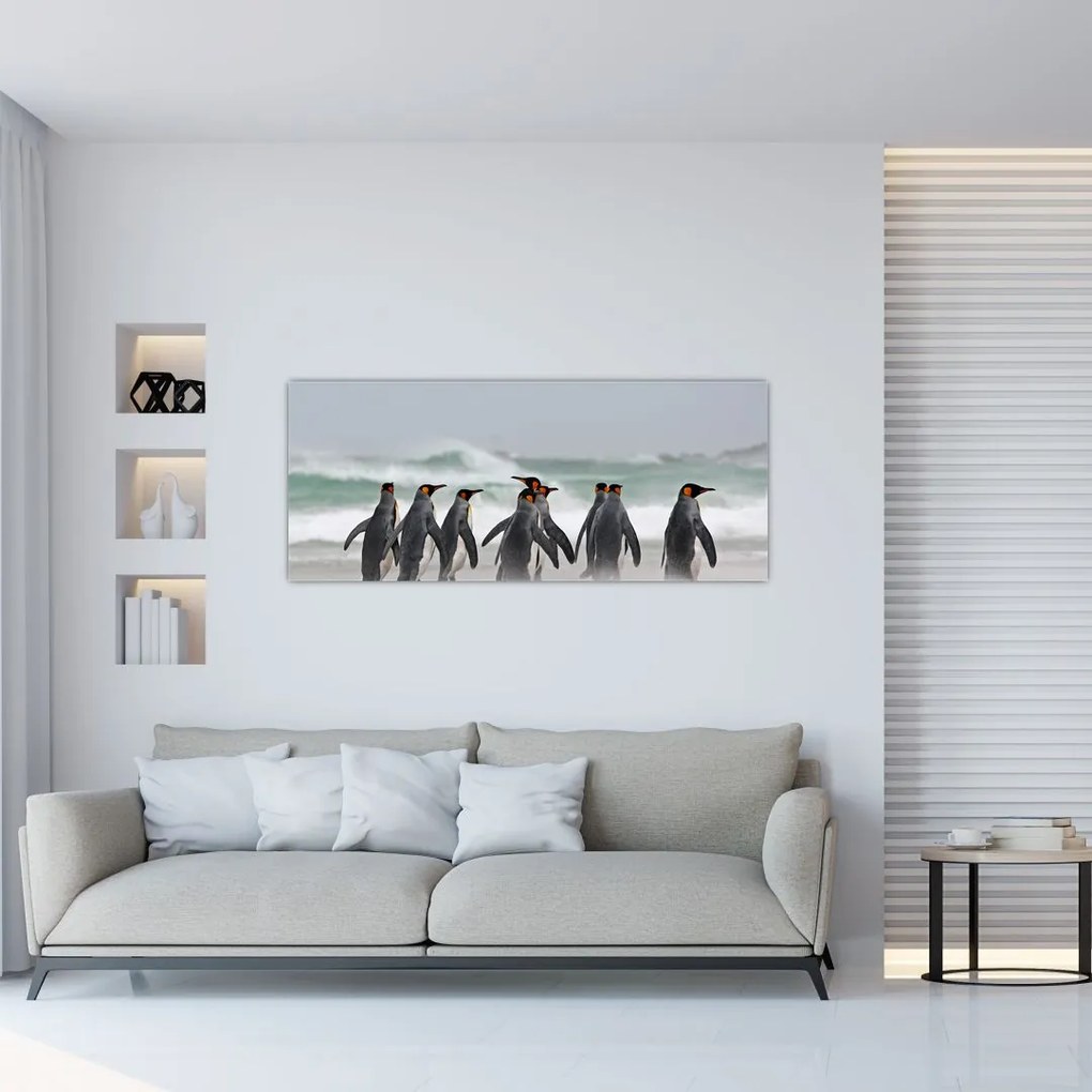 Tablou pinguini în ocean (120x50 cm), în 40 de alte dimensiuni noi