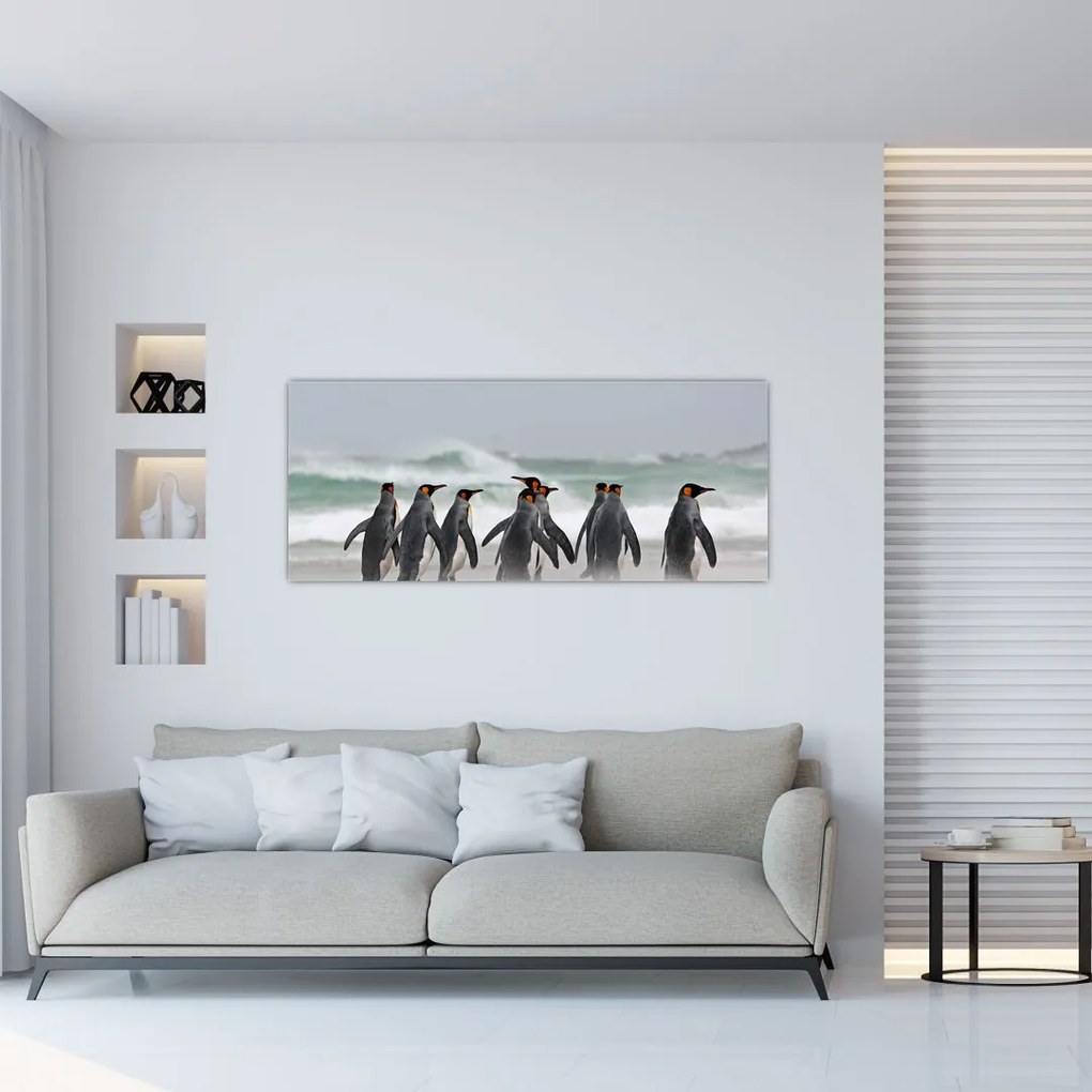 Tablou pinguini în ocean (120x50 cm)