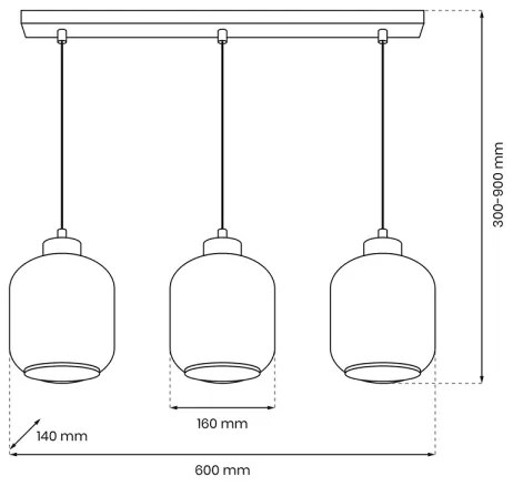 Lustră pe cablu SOMBRA 3xE27/60W/230V gri