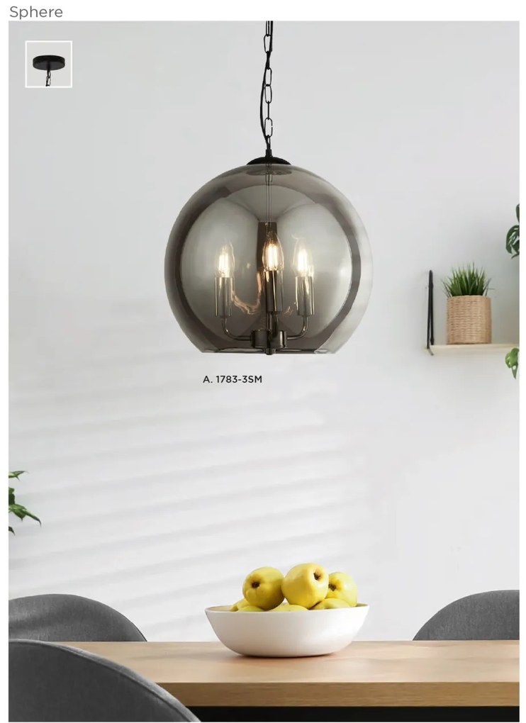 Lustra design modern cu sticla fumurie SPHERE 1783-3SM SRT