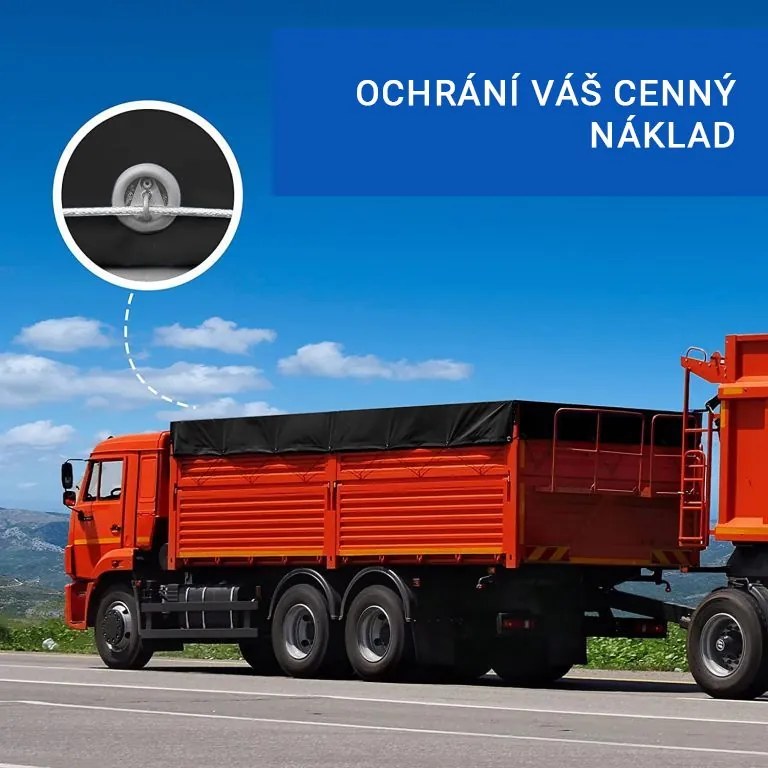 JAGO Prelata 650 g/m², ochiuri de aluminiu, negru, 4 x 6 m