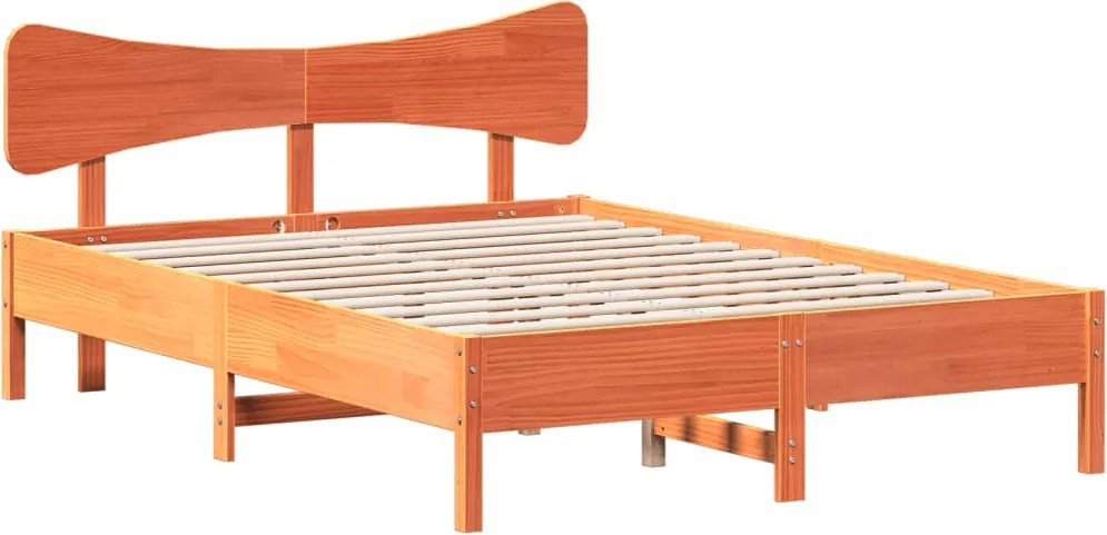 vidaXL Cadru de pat fără saltea, maro ceruit 140x200 cm lemn masiv pin