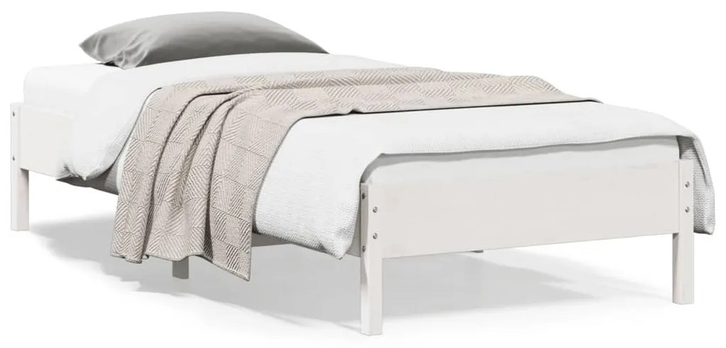 vidaXL Cadru de pat fără saltea, alb, 90x200 cm, lemn masiv pin