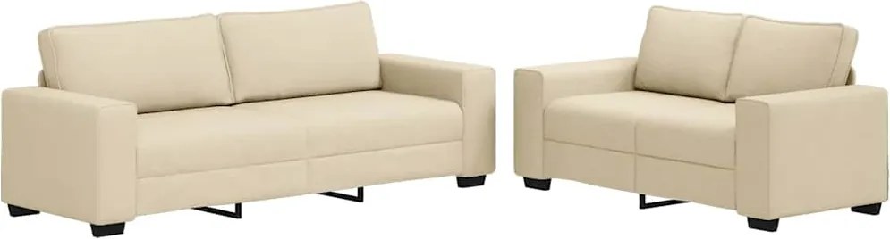 vidaXL Set de canapele cu perne, 2 piese, crem, textil