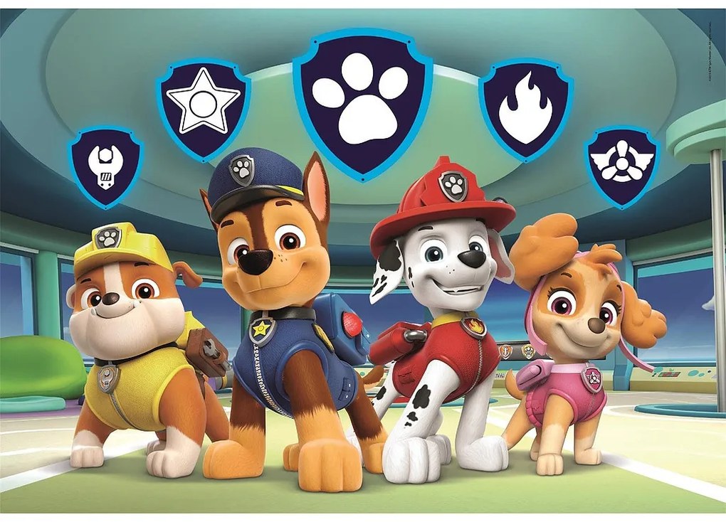 Patrula Cățelușilor Symbols Puzzle Clementoni fosforescent cu 104 piese