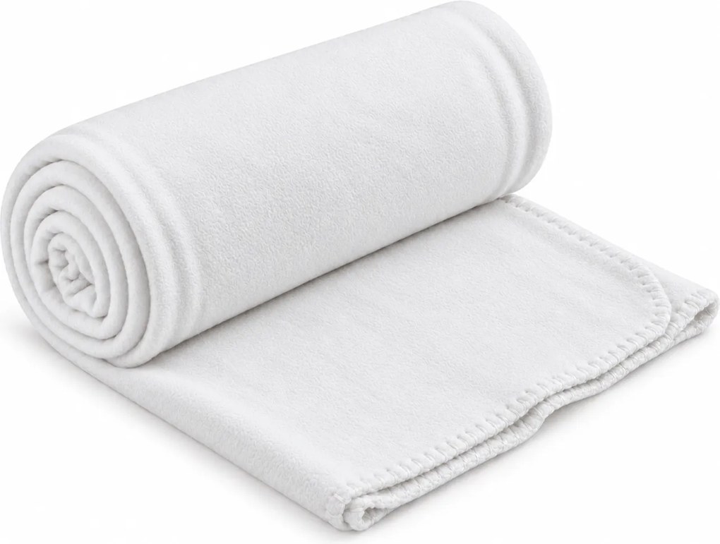 Patura fleece FLEORA, alba Dimensiune: 200 x 220 cm
