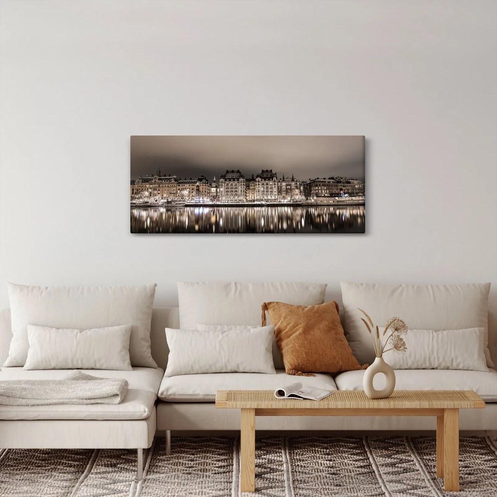 Tablou cu orașul în amurg (120x50 cm)
