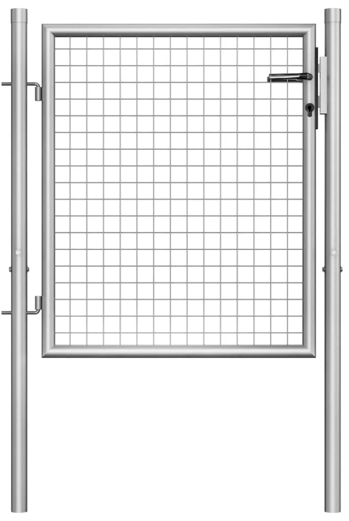 vidaXL Poartă de grădină din oțel galvanizat, 100x75 cm, argintiu
