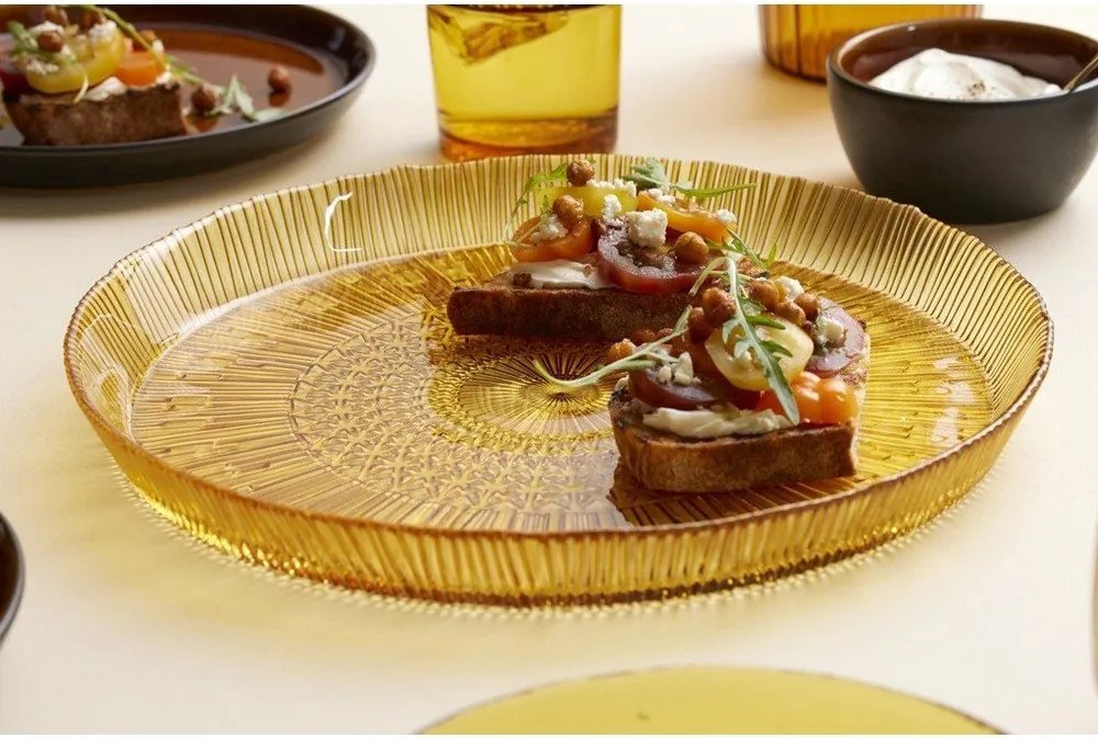 Platou portocaliu din sticlă ø 30 cm Kusintha – Bitz