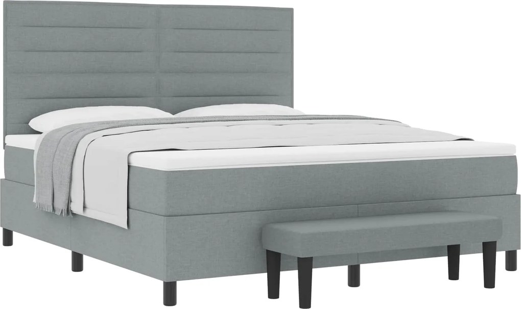 vidaXL Pat cu arcuri cu saltea Gri deschis 180 x 200 cm țesătură