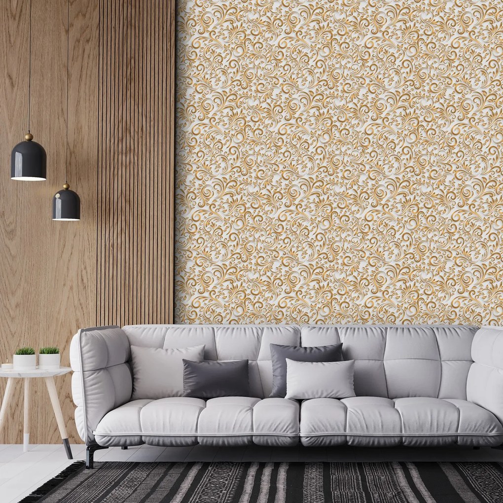 Tapet - ornamente 3D, alb