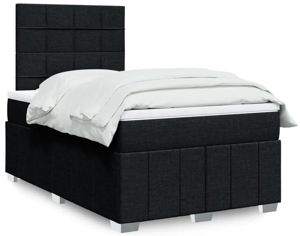 vidaXL Pat box spring cu saltea, negru, 120x190 cm, catifea