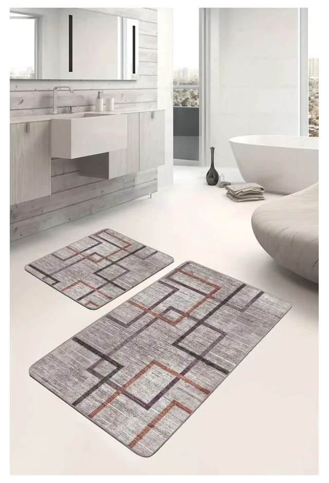 Covorașe de baie gri 2 buc. din catifea 60x100 cm – Mila Home