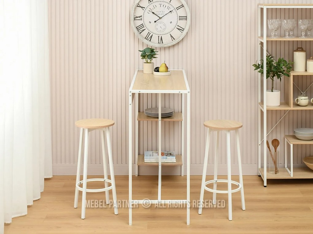 Set de bar Everet (sonoma + alb) (pentru 2 persoane). Promo -13%. 1111870