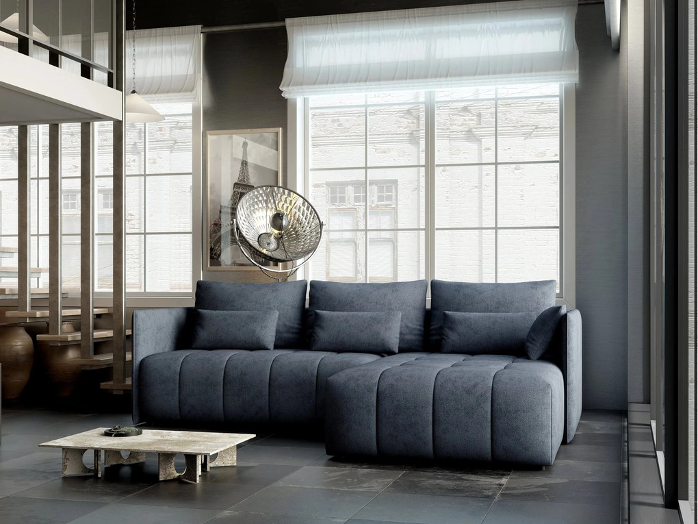 Colțar extensibil dumonde cu ladă de depozitare si sezut confortabil din spuma high-density, Malta Enjoy Antracit II 235x185 cm