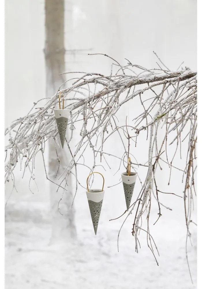 Decorațiune suspendată din ceramică Kähler Design Cone, înălțime 18 cm, verde