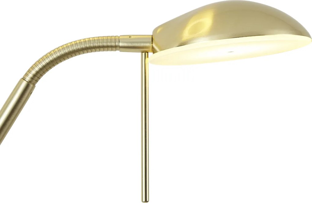 Lampa de podea moderna aurie cu brat de citit incluzând LED si dimmer - Divo