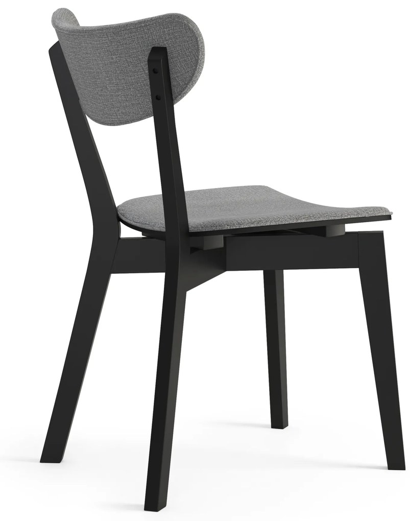 MAZZONI EXPORT ROXY Gri (material Spirit 15)/cadru negru - SCAUN DE LEMN TAPIȚAT PENTRU SALON SUFRAGERIE BUCĂTĂRIE RETRO