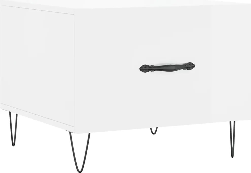 vidaXL Măsuță de cafea, alb extralucios, 50x50x40 cm, lemn compozit