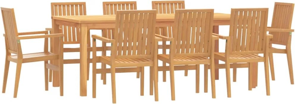 vidaXL Set mobilier de grădină, 9 piese, lemn masiv de tec