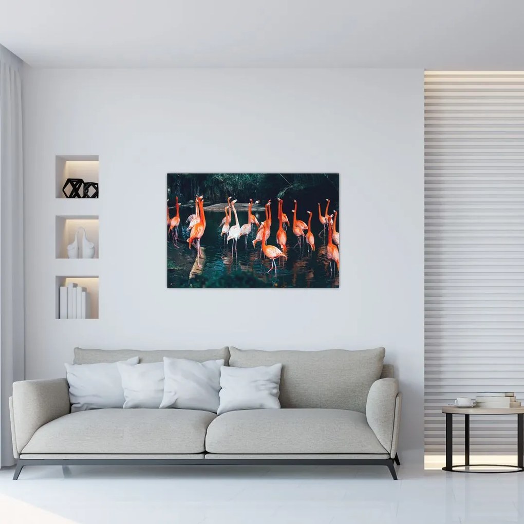 Tablou - turmă de flamingo (90x60 cm)