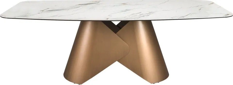 Masa ovala din otel si marmura portelanata Bronze 240x120cm