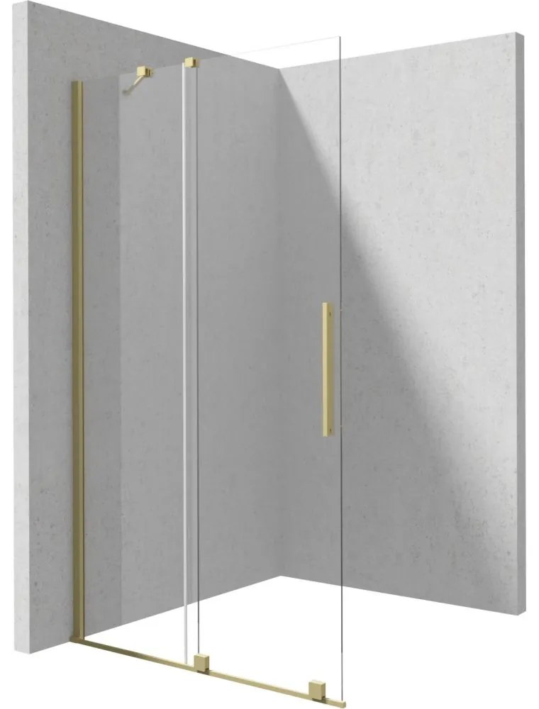 Paravan dus sticla securizata walk-in cu usa glisanta, 120x195 cm, auriu periat, Deante Prizma Auriu periat, 1200x1950 mm