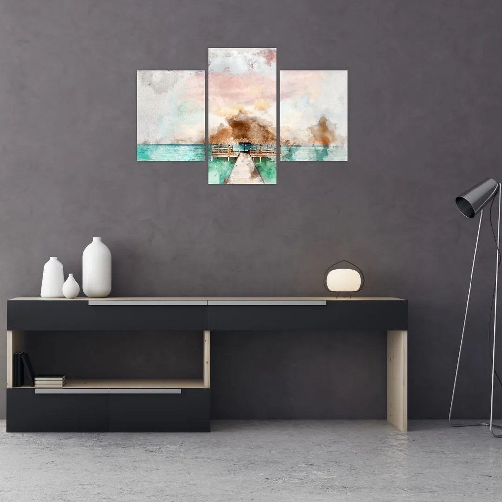 Tablou - Maldive, debarcader din lemn (90x60 cm)