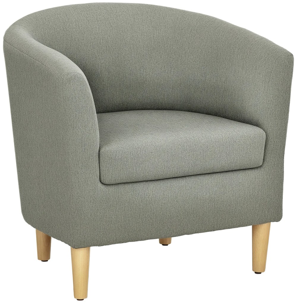 HOMCOM Fotoliu Modern, Scaun Accent Tapițat cu Picioare din Lemn, Scaun din Material Textil, 74x63x73 cm, Gri | Aosom Romania