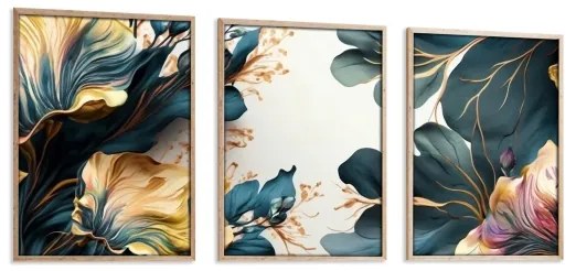 SET 3x pictură în ramă foto 50x70 cm plante