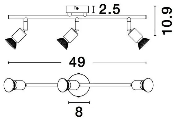 Plafonirea cu 3 spoturi design minimalist LUP negru