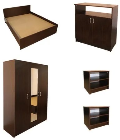 Dormitor Soft Wenge cu pat 140x200 cm