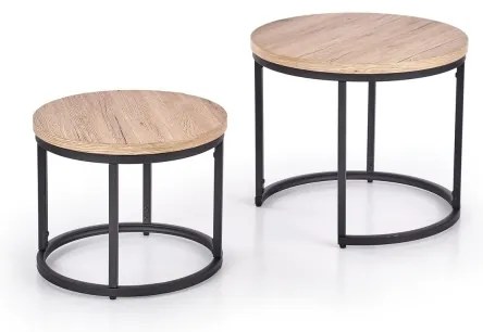 Set de 2 mese de cafea JENO, stejar/negru