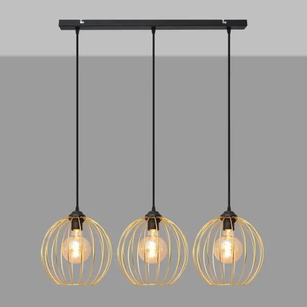 Lustră pe cablu MERCURE 3xE27/15W/230V auriu/negru