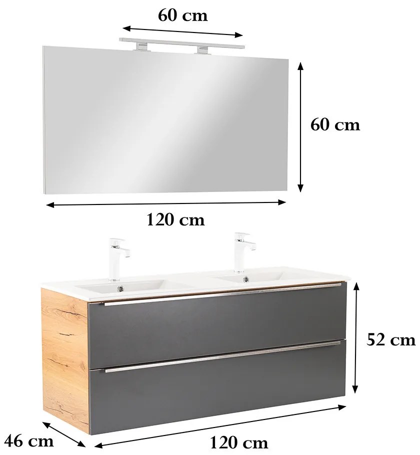 Mobilier complet de baie Vario Trim 120 stejar-antracit