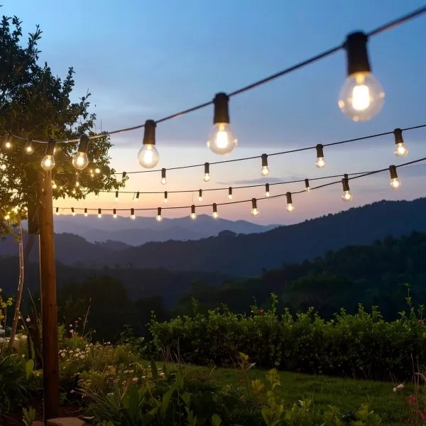 Brilagi - Ghirlandă LED decorativă pentru exterior GIRLANDA 18xE12 13m neagră IP44 alb cald