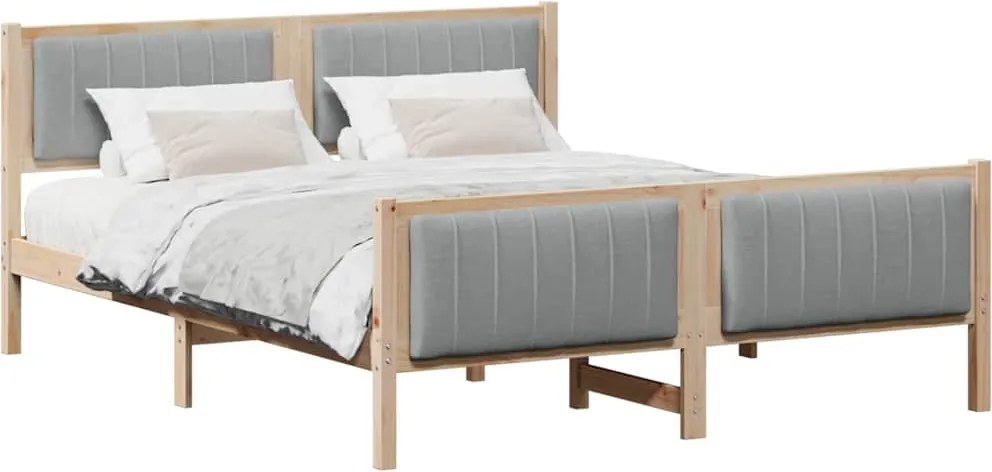 vidaXL Cadru de pat Maro și gri deschis 160 x 200 cm Lemn masiv de pin
